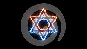 Fire and ice glowing David star, judaism symbol