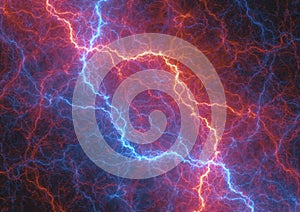 Fire and ice lightning, abstract electrical background