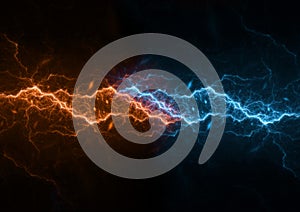 Fire and ice lightning background, power