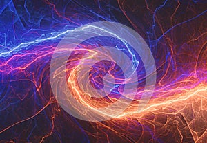 Fire and ice lightning swirl , electrical background