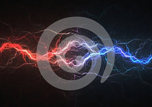 Fire and ice plasma, lightning background photo