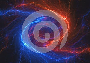Fire and ice plasma, abstract lightning background