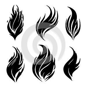 Fire Icon, Flame Symbol, Fireplace Silhouette, Heat Sign, Flames Outline, Bonfire Pictogram, Fire Vector Illustration