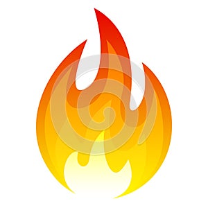 Fire icon, hot flame and red heat