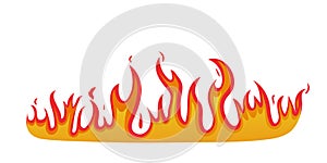 Fire icon. Logo of flame. Graphic symbol of hot fire. Ignite of bonfire. Red blaze isolated on white background. Color fireball