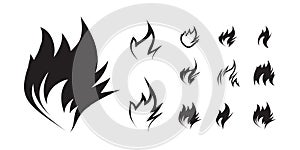 Fire icon set on white background
