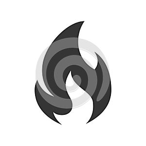 Fire icon, simple black emoji in flat style