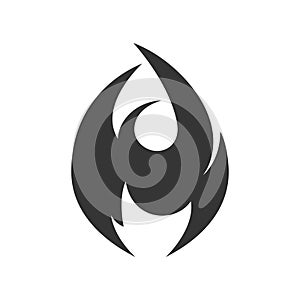 Fire icon, simple black emoji in flat style