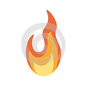 Fire icon. Simple burning flame. Hot flammable caution sign. Heat, inflammable, explosive warning symbol. Bright