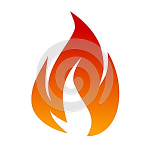 Fire icon vector. Illustration of a fire flame in orange color.