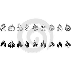 Fire icon vector set. Flame illustration sign collection. hot symbol. burn logo.