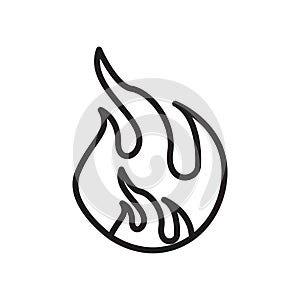 Fire icon vector sign and symbol isolated on white background, F