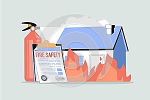 Fire insurance abstract concept vector illustration. Fire property insurance, accident economic loss, belongings