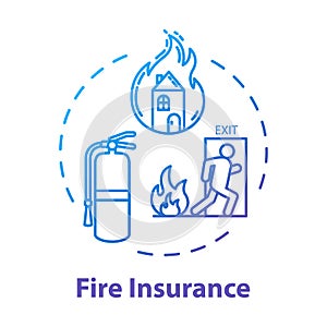 Fire insurance concept icon. Rescue from flame. Homeowner policy. Destruction for real estate. House damage coverage