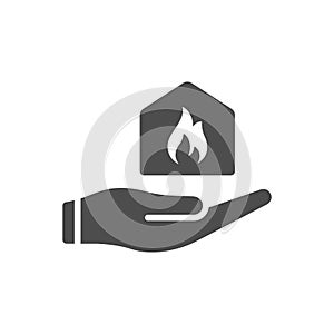 Fire insurance glyph vector icon