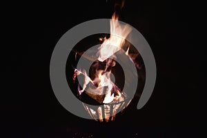 Fire in an iron fire pit