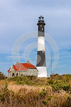 Fire Island lighthouse and keepers quarters, Long Island, NY