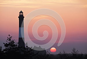 Fire Island Lighthouse in the Morning Sunrise
