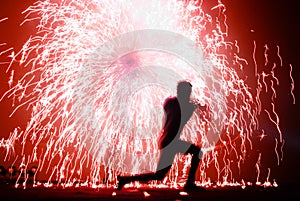 Fire juggler and sparks