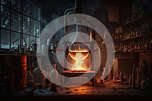 A Fire In A Laboratory. Generative AI