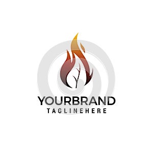 Fire leaf flame logo design