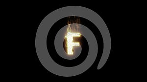 Fire Letter F. Burning Letter. Alpha Channel. Transparent Background