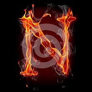 Fire letter isolated on black background