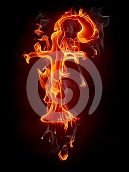 Fire letter isolated on black background