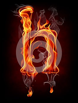 Fire letter isolated on black background