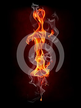 Fire letter isolated on black background