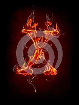 Fire letter isolated on black background