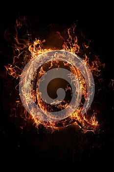 Fire letter Q made of burning letters on black background