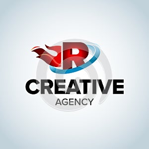 Fire Letter R logo template. Burning flame design element vector illustration. Corporate branding identity. Creative Fire logotype