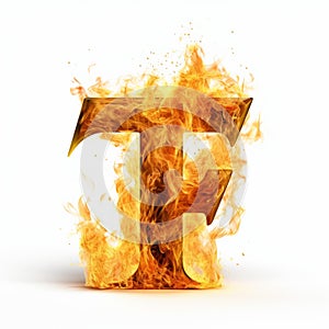 Fire Letter T Isolated On White Background - Sketchfab Style