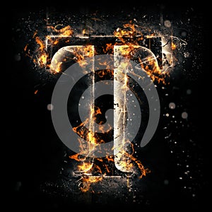 Fire letter T photo