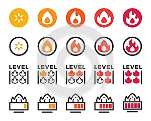 Fire level icon set