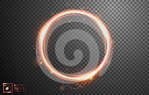 Fire light ring with spark, Isolated on transparent pattern. Vector Illustration