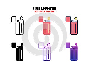 Fire Lighter icon set with different styles.