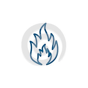 Fire Line Blue Icon On White Background. Blue Flat Style Vector Illustration