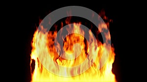 Fire loop high quality - turbulent loopable flames isolated on black background