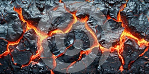 Fire magma texture. Volcano eruption lava background. Hot molten magma flows. Generated by AI