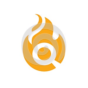 Fire and magnify glass logo template, burning lup icon, find the fire concept - Vector