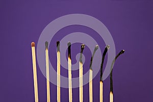 Burned out concept represented with fire matches