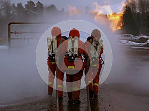 Fire men in action