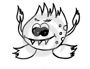 Fire monster with sharp teeth