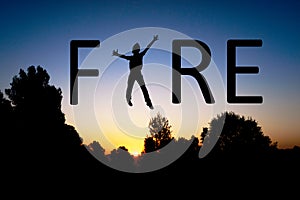 The Fire movement enacts financial freedom for early retirement, image with illustrative text