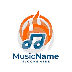 Fire Music Logo Vector. Music Fire logo design template