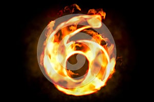 Fire number 6 of burning flame light, 3D