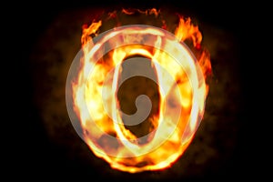 Fire number 0 of burning flame light, 3D