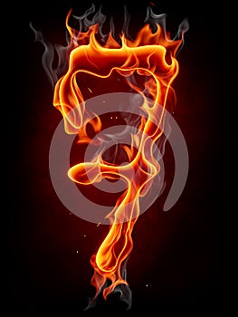 Fire number isolated on black background